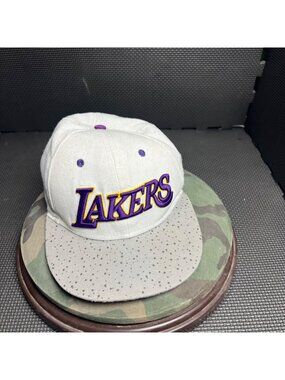 Los Angeles Lakers Snapback Hat Ultra Game NBA Logo Gray Purple Cap